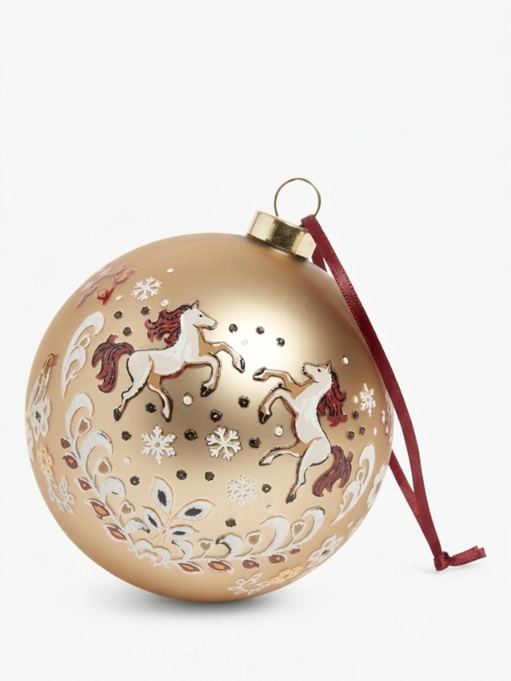 NWT Vera Bradley Enchantment Neutral Christmas Ornament Horses Snow